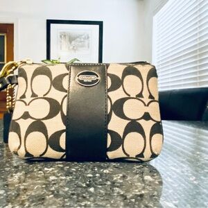 Coach Black and Tan Wristlet